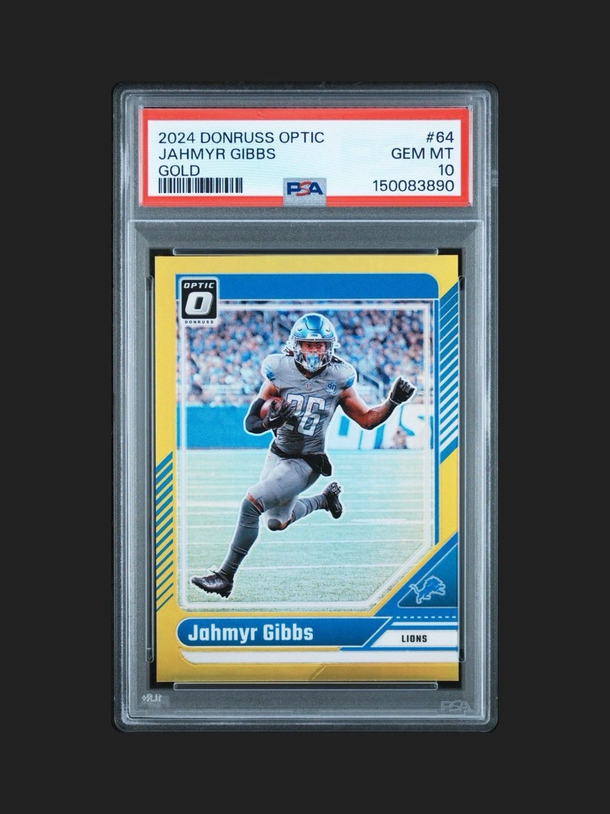2024 Panini Donruss Optic Jahmyr Gibbs Gold Prizm #64 PSA 10 /10 - POP 1 OF 2!