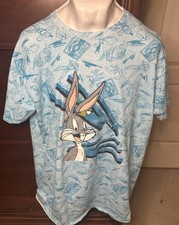 Vintage 1996 Bugs Bunny Looney Tunes Blues All Over Print One Size XL/2XL RARE