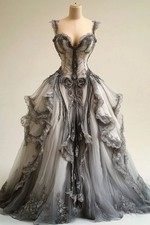 Vintage Victorian Ball Gown Lace Beaded Corset Special Occasion Evening Gown