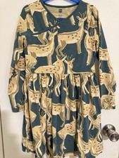 Tea Collection Girls Long Sleeve Wrap Neck Dress Painted Winter Deer Size 10