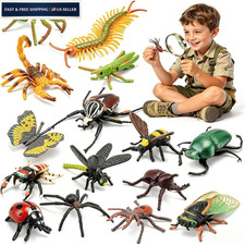 15Pcs Plastic Fake Bugs Insects Joke Toys Educational Playset for Colorful