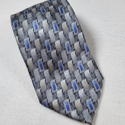 G Dilena Italian Vintage Tie 100 % Silk  Made In Italy, Blue & Silver