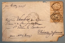 BALLON MONTE - Le Vaucanson - 13 01 1871 / Guerre 1870 / Paire YT 36 BATIGNOLLES