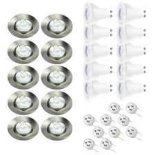 10x LED Einbaustrahler Leuchte Lampe Eisen gebürstet rund 4,2W GU10 warm 2700K