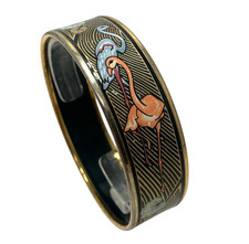Michaela Frey Wille bird enamel Bangle Bracelet 24K vintage