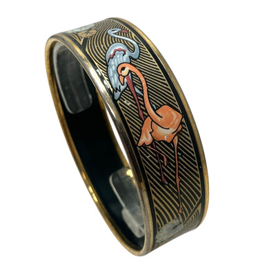 Michaela Frey Wille bird enamel Bangle Bracelet 24K vintage
