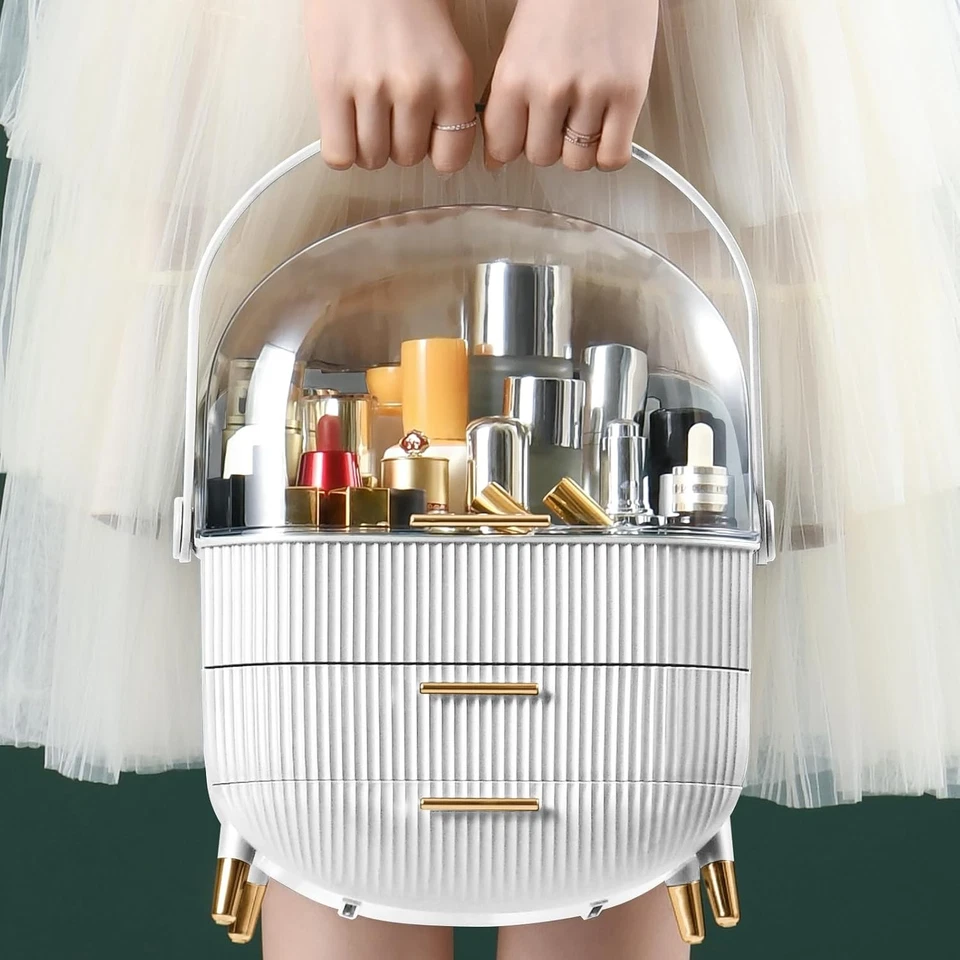 Organizador de Maquillaje,Organizador de Cuidado de la Piel con 2 Cajones y Caja de Almacenamiento de Pinceles Foto 4 de 4