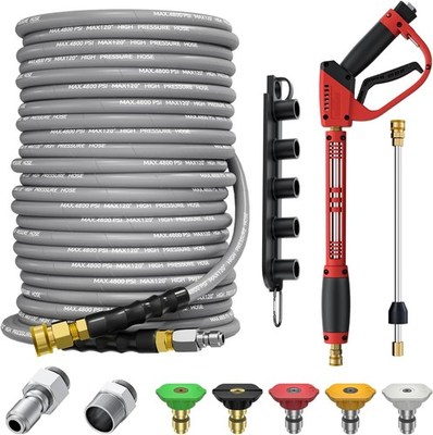 #ad 5000PSI Pressure Washer Gun and Hose Kit 100FT Kink Resistant Steel Braided $191.46