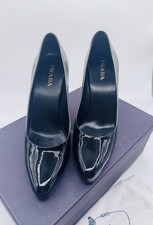 Prada Black & Grey Leather Heels | New In Box with Original Dustbags EU 40