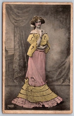 Miss Gabrielle Ray Edwardian Hand-Tinted Actress Portrait Postcard E104