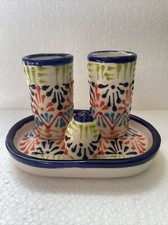Talavera Tequila Shot Glass With Saucer Set Handmade ceramic Pottery