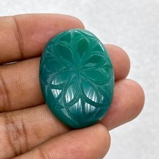 Lovely Natural Green Onyx Carvings Cabochon Oval Shape Loose Gemstone