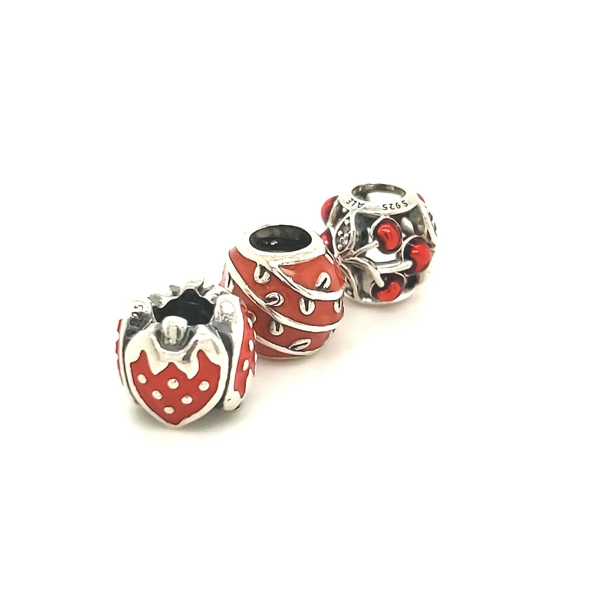 Authentic Pandora Red Enamel 925 791900 791091 791091 slide Garden