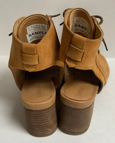 Timberland Weizen-Nubuk-Stiefeletten Peeptoe Schnürstiefeletten Blockabsatz Damen 7 - Bild 4 von 10