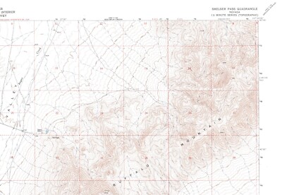 Smelser Pass, Nevada 1965 Vintage USGS Topo Map 7.5 Quadrangle Topographic