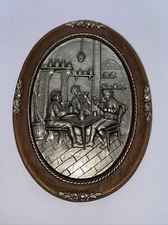 German Men Playing Cards Drinking Beer Art Wall Hanging Plaque Vintage KOZIOL