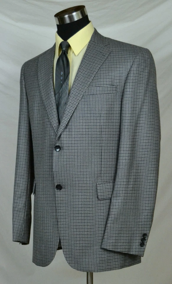 Abrigo deportivo de seda y lana pata de gallo púrpura negro y gris (talla 42L) de Austin Reed Foto 2 de 4