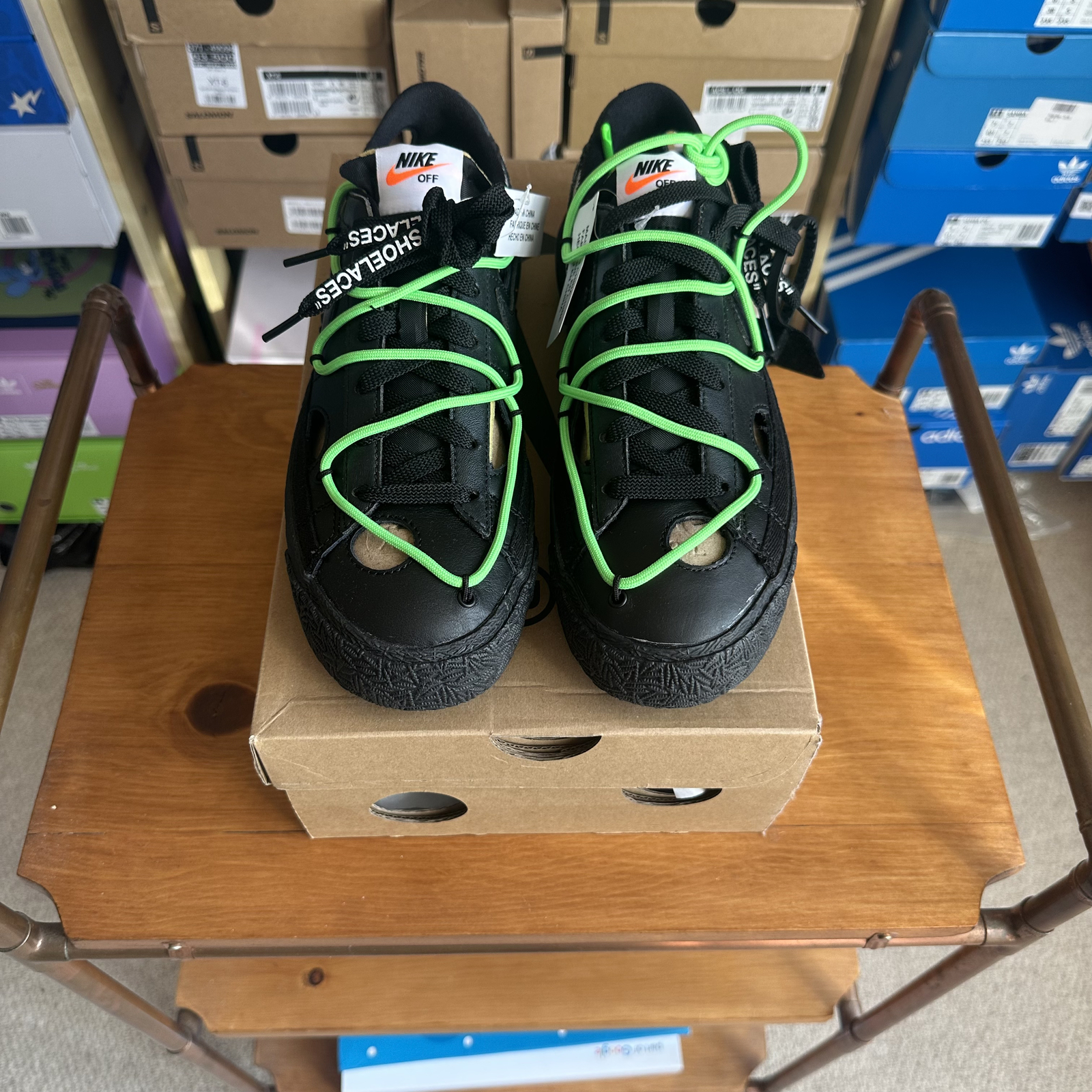 OFF WHITE X NIKE UK 6 (EU 40) Blazer Nike X Off White Nero Verde Elettrico