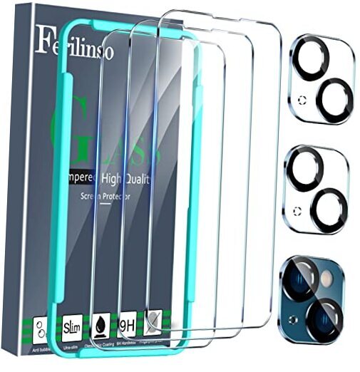 3 Pack Screen Protector for iPhone 14 / iPhone 13 with 2 Pack Tempered Glass