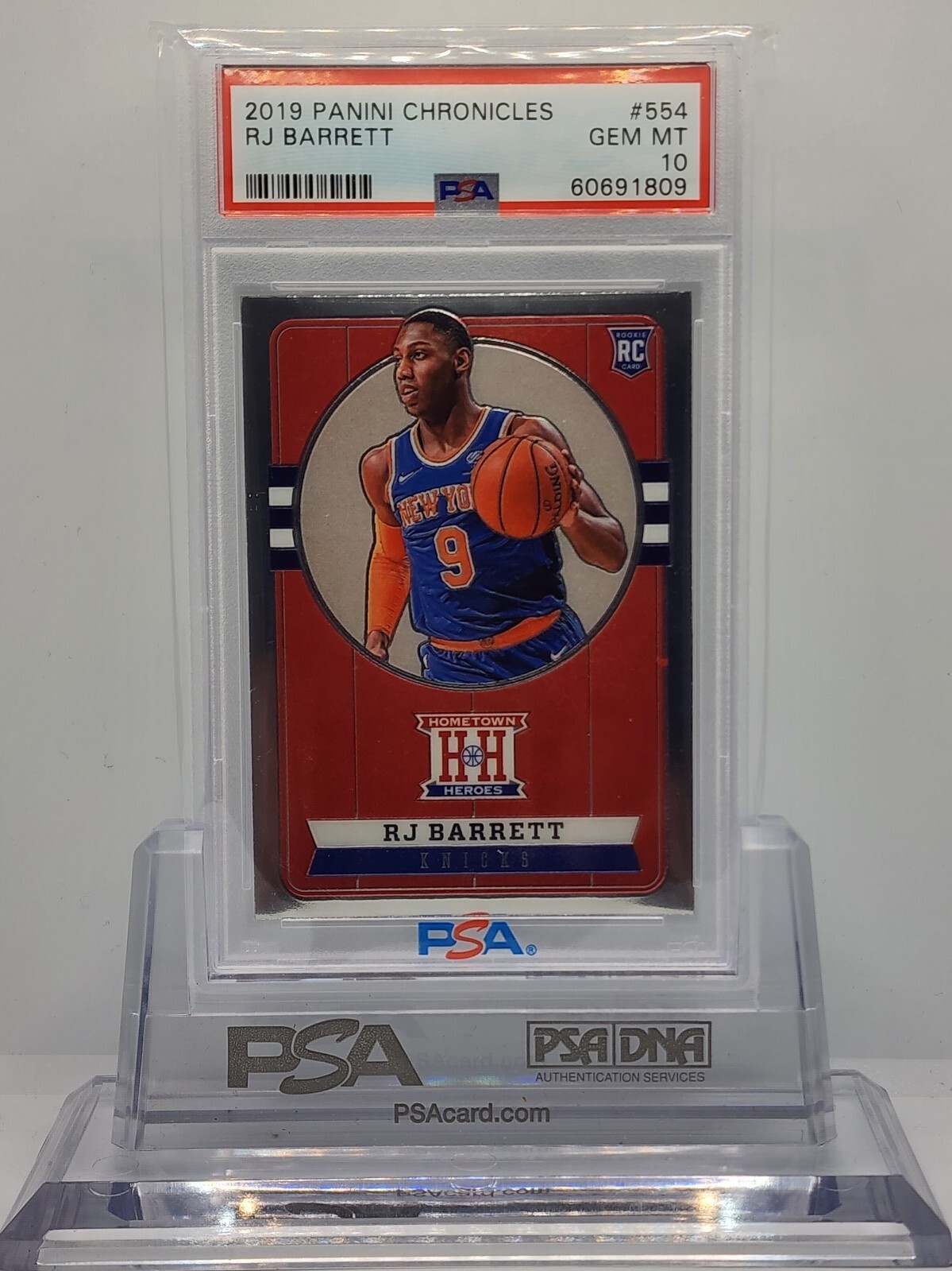 RJ Barrett PSA 10! 2019 Panini Chronicles #554 Hometown Heros Rookie Knicks