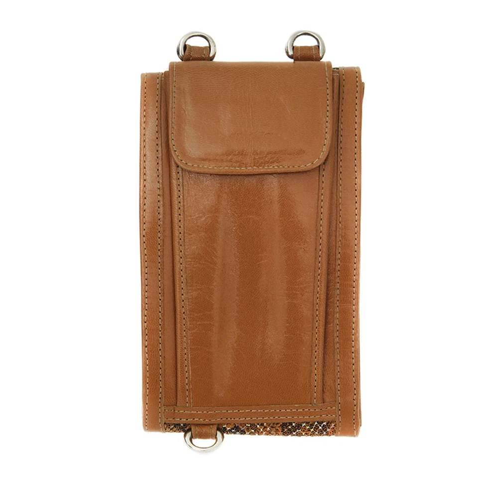 Portafoglio portacellulare pelle portamonete borsello tracolla rimovibile unisex - Immagine 4 di 4