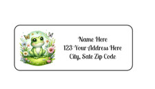 30 Cute Frog PERSONALIZED RETURN ADDRESS LABELS 1 in X 2 5/8 GLOSSY