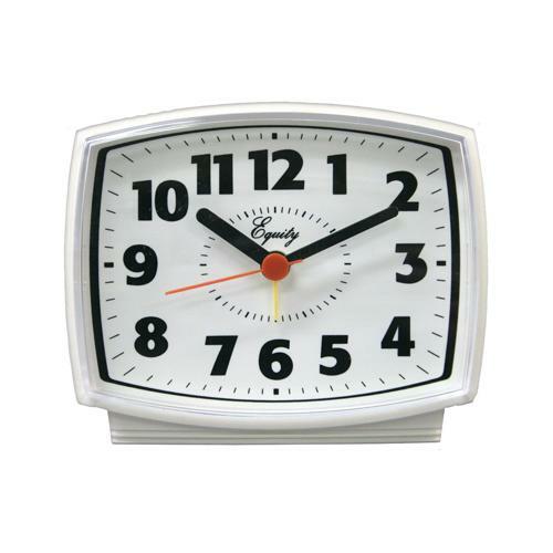 Equity 33100 Electric Analog Alarm Clock with White Case & Lighted Dial