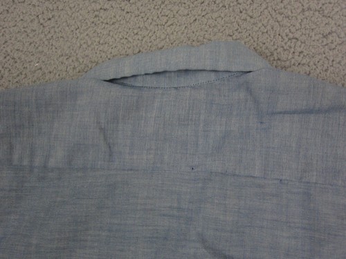 Vintage US Navy Chambray Shirt Extra Large XL Mens Blue Seabee 70s Sea Farer - Picture 10 of 11