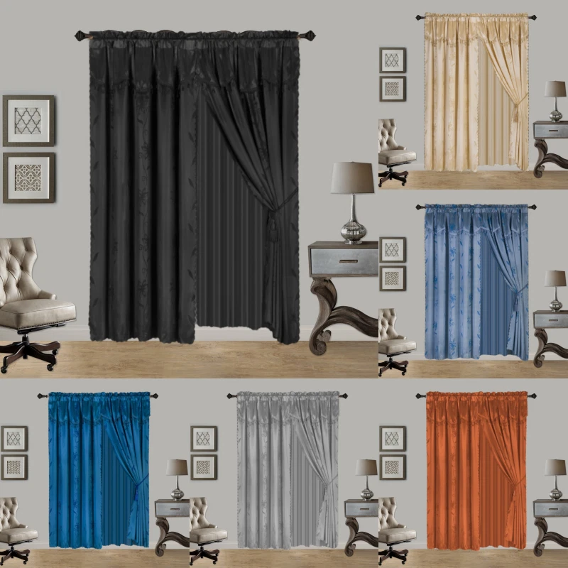 Floral Pattern Luxury European Vintage Window Curtain Set W Stached Valance NADA