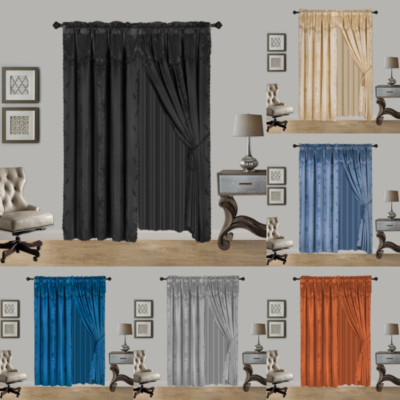 Floral Pattern Luxury European Vintage Window Curtain Set W Stached Valance NADA
