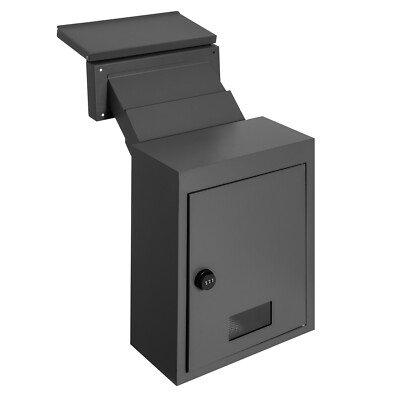 Through The Wall Drop Box 12.5x6.3x16.9'' Mailbox with Code Lock Black