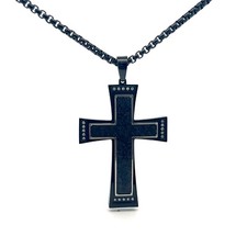 Shaquille O'Neal Diamant Edelstahl Basketball Struktur Kreuz Anhänger Halskette