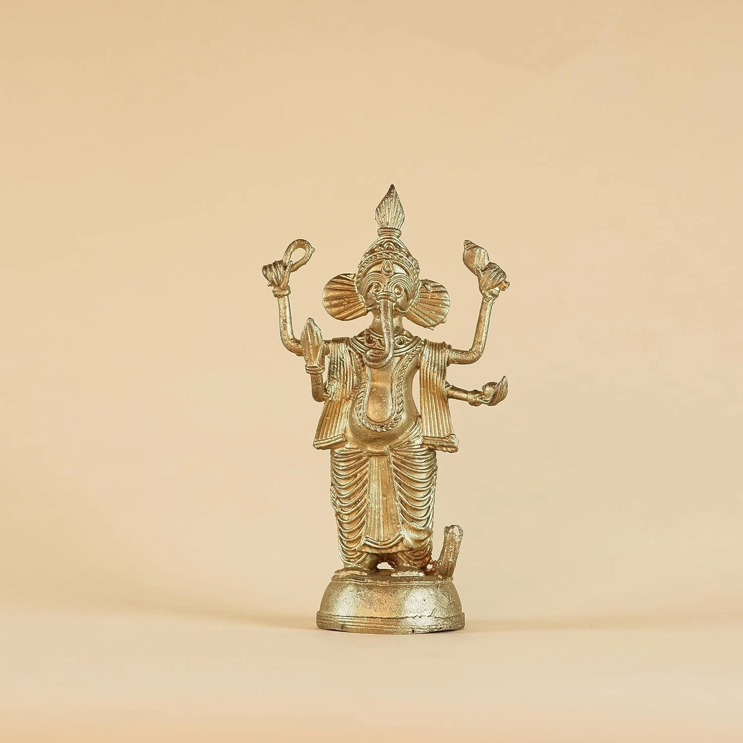 Scultura Statua Figurina In Ottone Dhokra Artigianale Di Lord Ganesha