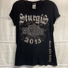Harley Davidson XL Black Sequined Shirt Sturgis 2013 Keystone S. Dakota USA Made