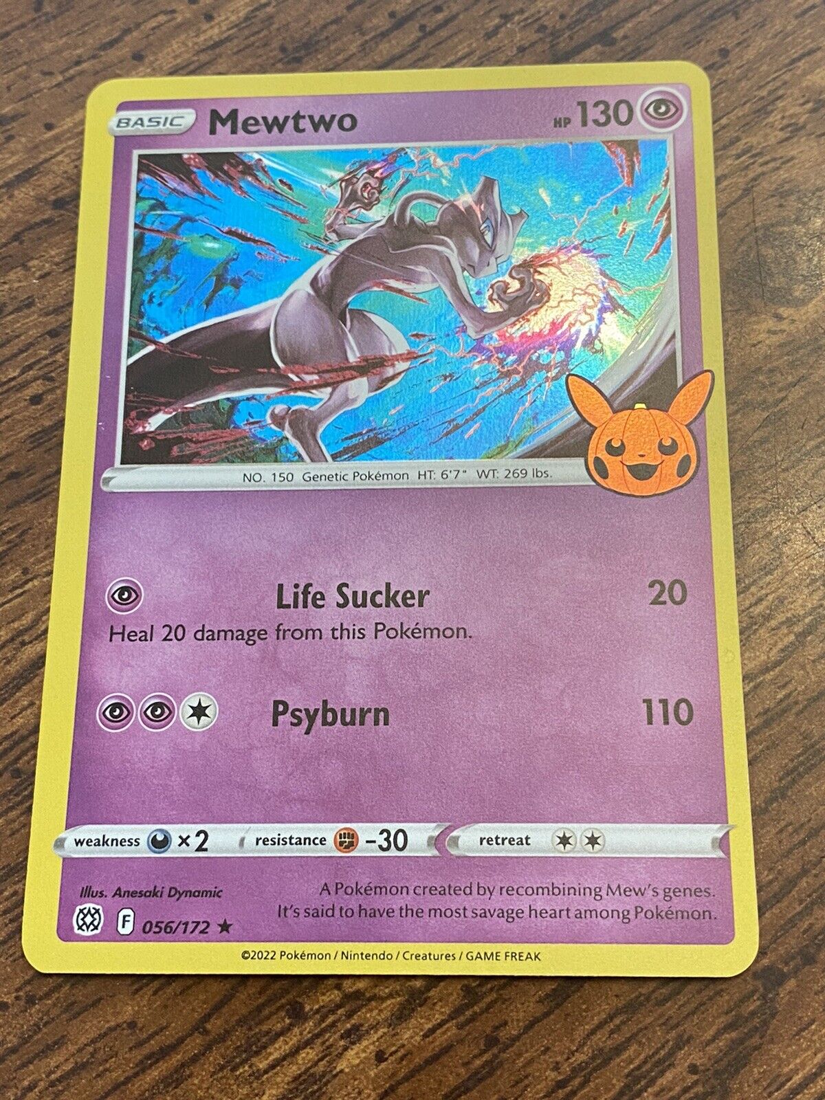 Mavin  Pokemon TCG Mewtwo 56/172 Holo Rare Card Halloween Trick Or Trade  MINT