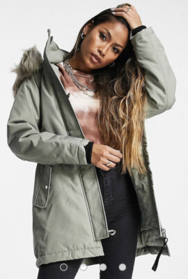 Fur Trim Next Faux Fur Coat Black Faux Fur Trim Leather Look Long