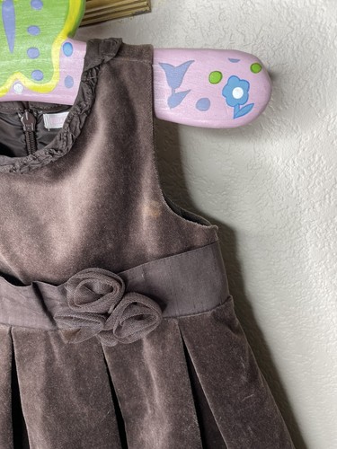Janie and Jack Precious Holiday Brown Velvet Dress Tulle Flower Fancy 12-18 mo - Bild 6 von 6