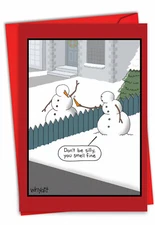 C6254HHG Happy Holidays Card Smelly Snowmen Concerned About Body Odor w/ Env.