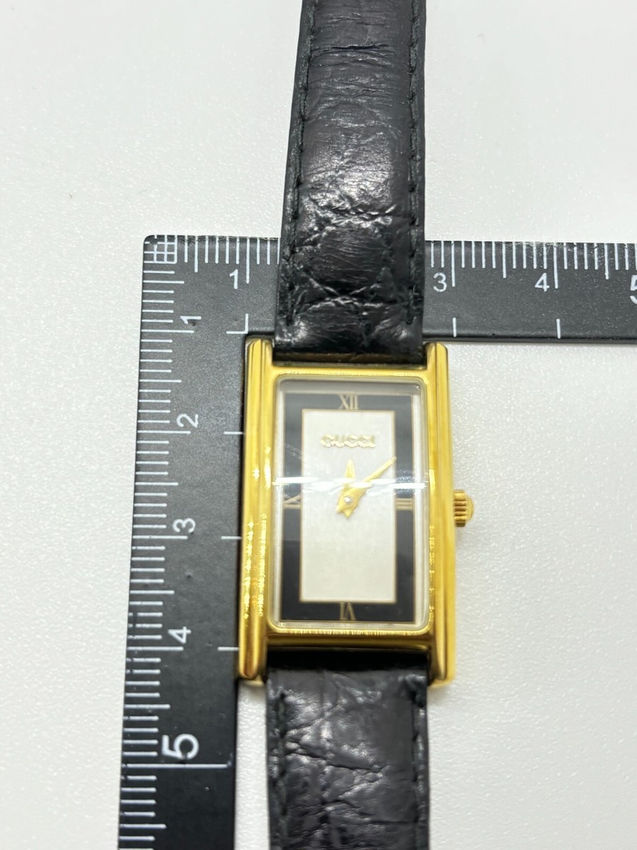 Exc+5 w/Box ] GUCCI 2600L Black Gold Plated Women's Watch Used