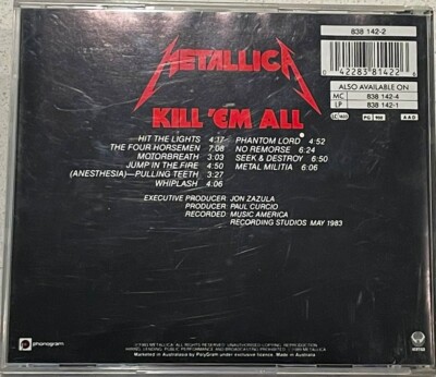 Metallica Kill 'Em All GOLD Disc CD 1993 Australian Tour Rare