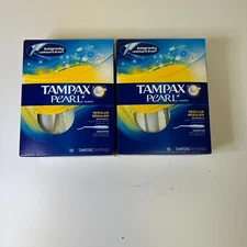Tampax Pearl 2 Boxes Regular Absorbency Tampons 18 each 36 Total Unscented