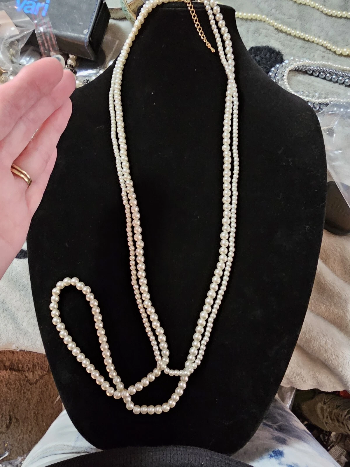 VETEMENTS Collana Finta Perla Doppio Filamento