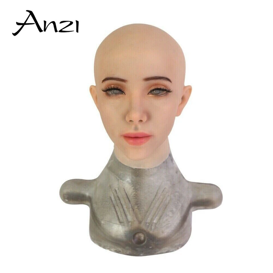 Anzi Realistic Silicone Headwear Hoods Male To Female Face Makeup For Cosplay - Image 3 of 4
