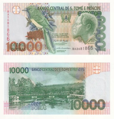 St. Thomas und Prinz 10.000 Dobras Banknote (2004) P.66b - UNC