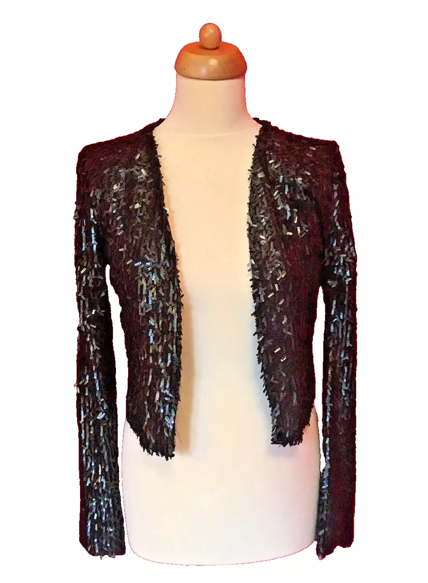 Black sequin short jacket hotsell