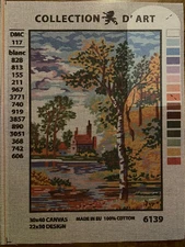 Printed needlepoint canvas 30x40 Cm Castle In The Lake Canvas Only Rto