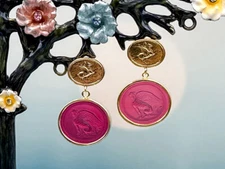 TAGLIAMONTE Designs  (2306E) 925SS/YGP Venetian Cameo Earrings *Chimera*Reg.$280