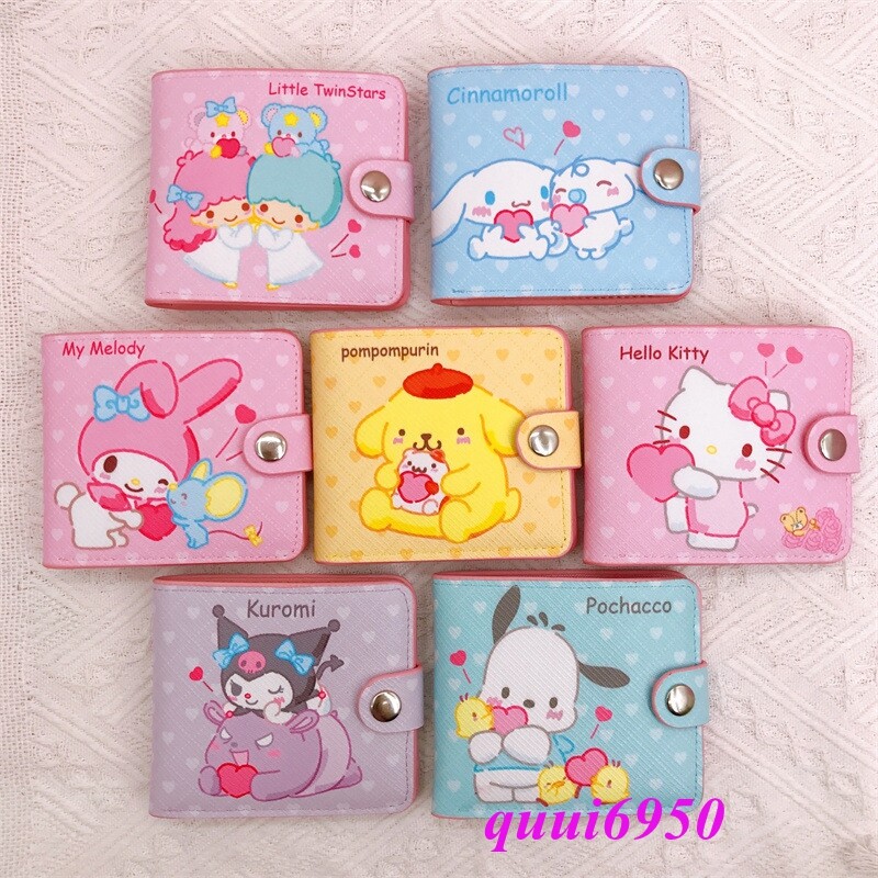 Kuromi My Melody Hello Kitty Pompompurin Cinnamoroll Wallet Purse ID Card  Holder | eBay
