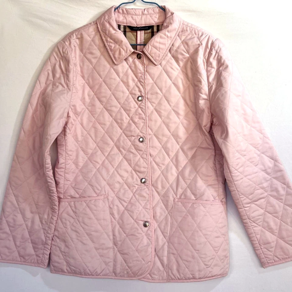 Burberry London выстеганная Snap Nova чек розовый куртка размер M сделано в Англии - Изображение 3 из 4