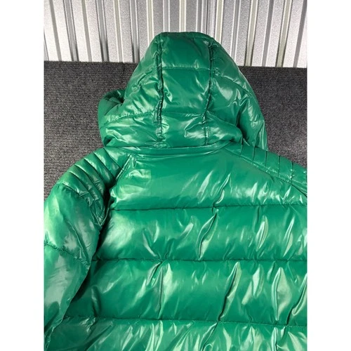 Guess Mens Green High Shine Puffer Jacket Detachable Hood XL NEW image 10